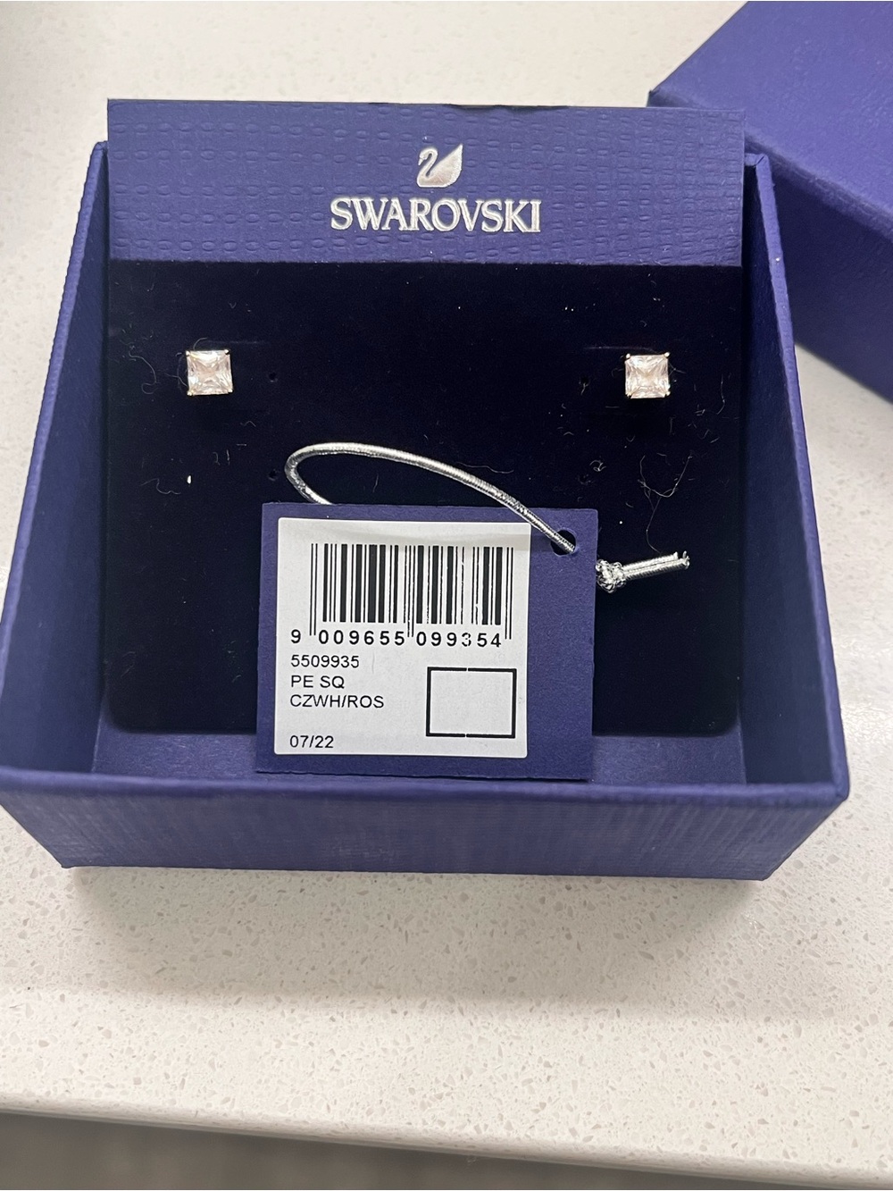 Swarovski Rose Crystal Square Stud Earrings